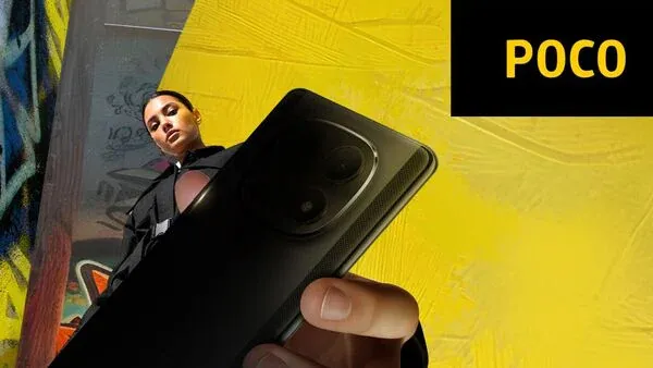 POCO M8 5G side and back view showing slim design and rear camera layout, highlighting its style-first focus for Indian mid-range buyers.